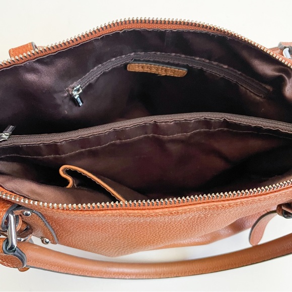 Vintage Heshe Tan Pebbled Leather Satchel Shoulder Bag - Picture 7 of 8